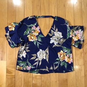 Tropical print Zara silk top